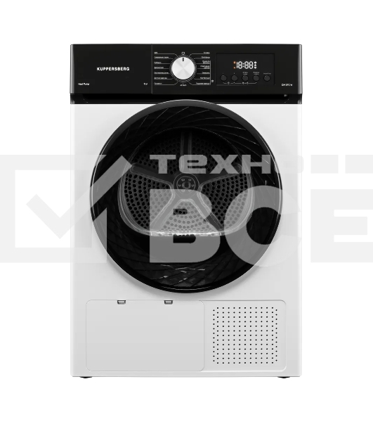 Сушильная машина Kuppersberg DM 592 W, High-Tech, загрузка 9 кг, 15 программ, тепловой насос, электронное кнопочное управление, корзина для сушки, блокировка от детей, энергоэффективность А++, белый