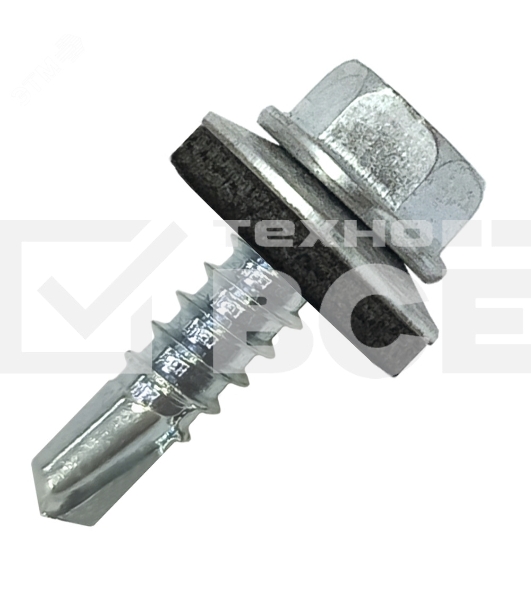 Саморез кровельный Руфкомплект 4.8х19 по металлу сверло №2 шайба d=14мм с EPDM прокладкой оцинкованный