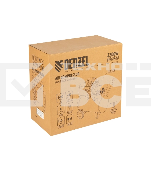 Компрессор воздушный Denzel DKV2200/50,Х-PRO 2,2 кВт, 400 л/мин, 50 л
