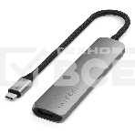 USB-концентратор Satechi 6-in-1 USB-C Slim Multiport Adapter (Type-C, HDMI, 2x Type-A, SD, microSD), до 75 Вт, Серый Док-станция ST-P6SM, фото 1
