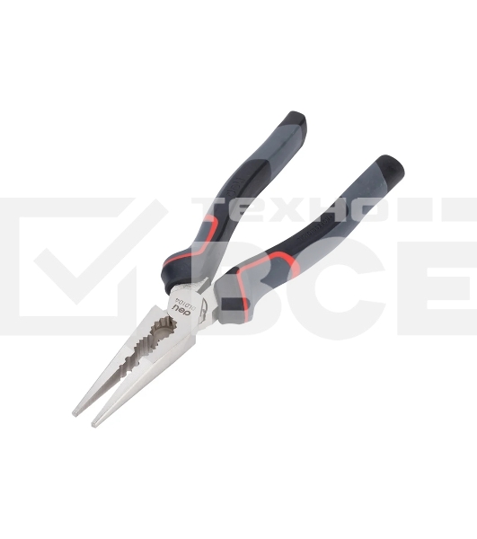 Плоскогубцы удлиненные Deli DL0104 200 мм, Cr-V, эксцентриковый шарнир, антикоррозийное покрытие, трехкомпонентная прорезиненная рукоять