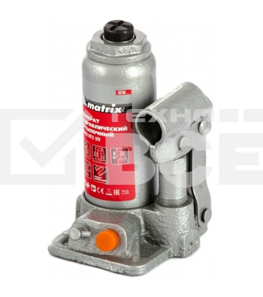Домкрат гидравлический бутылочный Matrix, 2 т, h подъема 158–308 мм