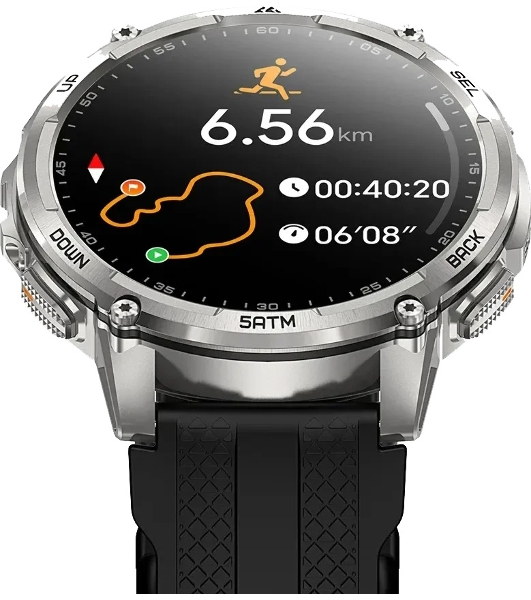 Умные часы KOSPET Tank T4C, 1.5' AMOLED, Bluetooth, IP69K, серебристый