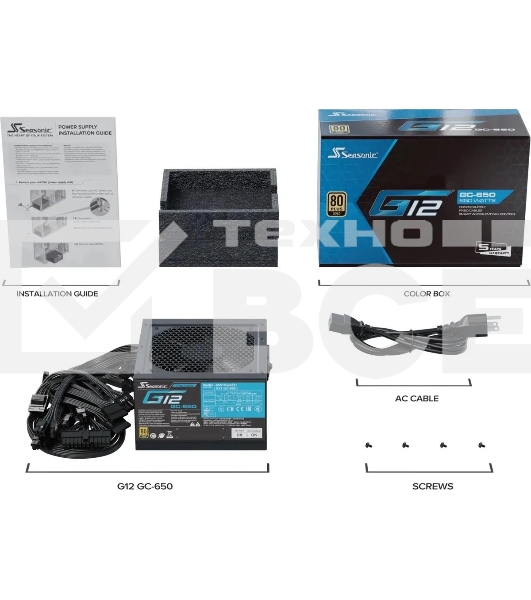 Блок питания Seasonic ATX 650W G12 GC-650 80 PLUS gold (20+4pin) APFC 120мм fan 6xSATA RTL