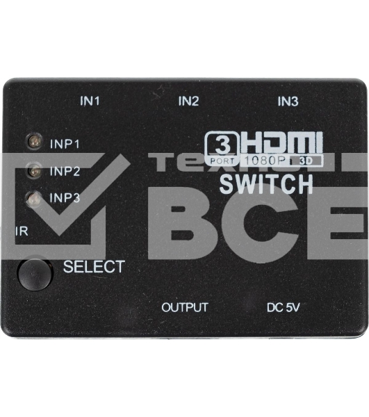 Переключатель аудио-видео Premier HDMI (f)/HDMI (f)/HDMI (f) черный (7004)