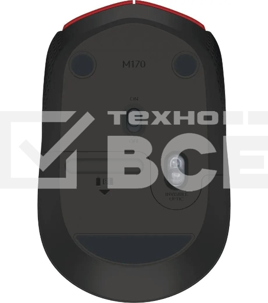 Мышь беспроводная Logitech M170, красный, 1000 dpi, радиоканал, USB, кнопки - 3