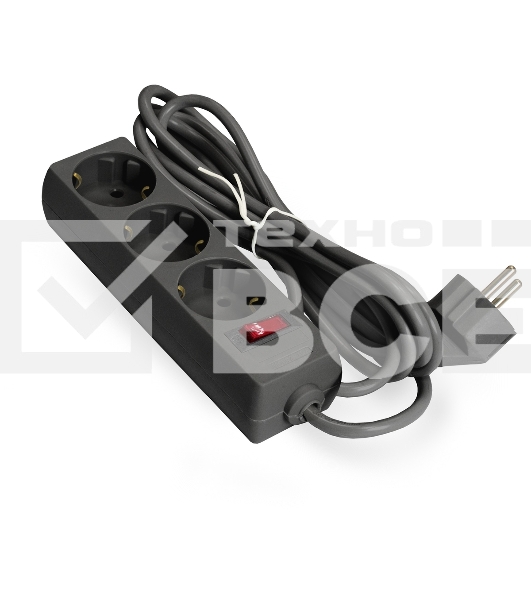 Удлинитель ExeGate EC-3-3B EX279351RUS чёрный, 3 м, евровилка, 3 розетки, 2200 Вт