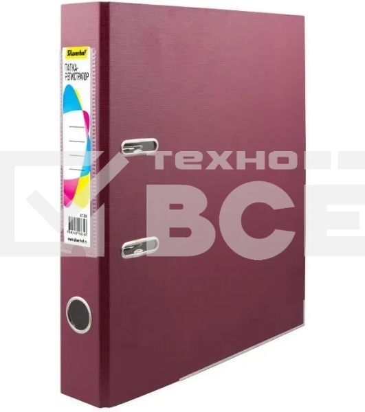 Папка-регистратор Silwerhof 2013375 A4 50мм, ПВХ/бумага бордовый, металлическая окантовка, сборная (упаковка: 2шт)