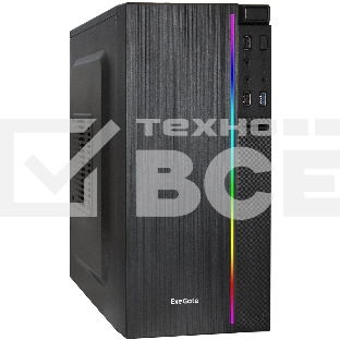 Компьютерный корпус Minitower ExeGate mEVO-9302-RGb-500W-12 (mATX, БП 500NPX с вент. 12см, 2хUSB+1хUSB 3.0, HD аудио, черный с RGb подсветкой)