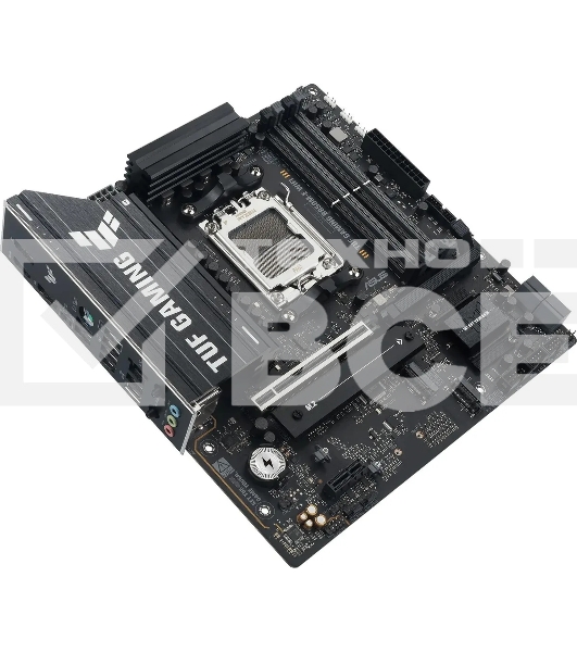 Материнская плата ASUS TUF GAMING B850M-E WIFI, AM5, AMD B850, 4xDDR5, 4xSATA, 3xM.2, 1xPCIe 5.0 x16, 1xPCIe 3.0 x1, 1xHDMI, 2xDP, 1x2.5Gb LAN, Wi-Fi 6E, Bluetooth 5.3, 1xUSB-C 10Gbps, 1xUSB-A 10Gbps, 2xUSB-A 5Gbps, 4xUSB-A 2.0, 3x3.5 мм, 7.1, mATX