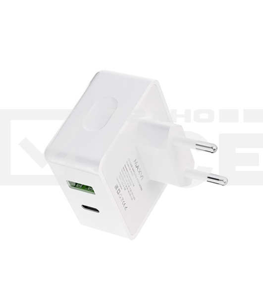 Сетевое зарядное устройство Maxvi CHL-603PD Type-C\USB 30W 6A (3A+3A) PD QC3.0, белый