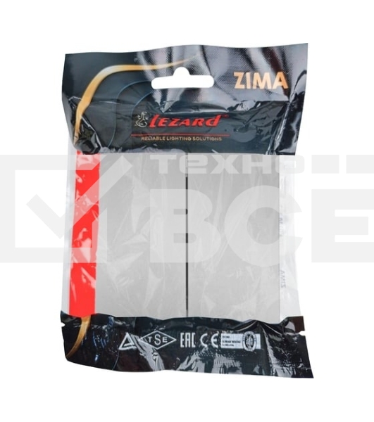 Выключатель 2-кл. СП ZIMA IP20 10А безвинт. зажим серый матовый LEZARD 704-7488-101QC