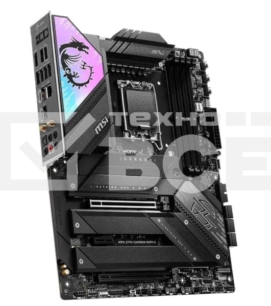 Материнская плата MSI MPG Z790 CARBON WIFI II, LGA 1700, Intel Z790, 4xDDR5, 6xSATA, 5xM.2, 1xPCIe 5.0 x16, 1xPCIe 4.0 x16, 1xPCIe x1, 1xHDMI, 1x 2.5Gb LAN, 6xUSB-A 3.2 Gen 2, 2xUSB-A 3.2 Gen 1, 1xUSB-C 3.2 Gen 2, 1xUSB-C 3.2 Gen 2x2, 5x3.5 мм, 7.1, ATX