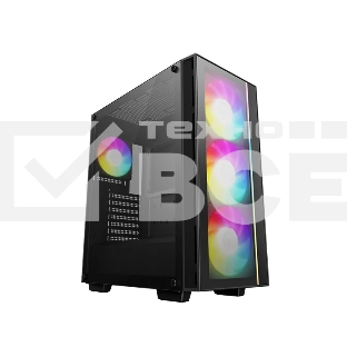 Компьютерный корпус Deepcool MATREXX 55 V4 без БП, боковое окно (закаленное стекло), 3xARGB LED 140мм вентилятора спереди, 1xARGB LED 120мм вентилятор сзади, черный, ATX