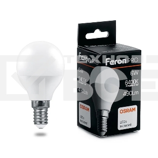 Лампа светодиодная Feron PRO LB-1406 (38067) 6 вт Е14 дневной матовый шар