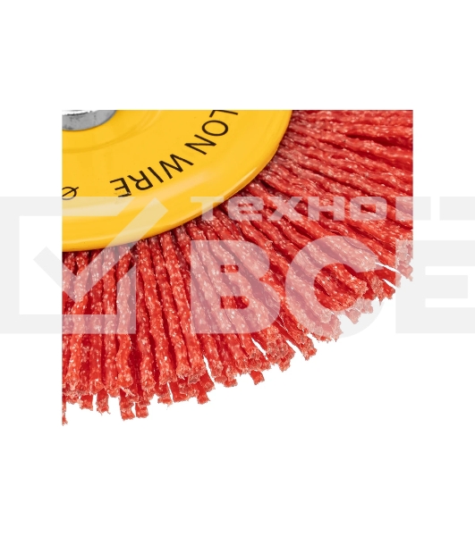 Щетка для дрели Denzel 100 мм, плоская, со шпилькой, нейлоновая щетина