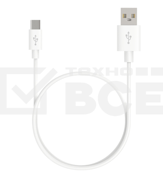 Кабель Maxvi MC-02 white USB-A - Type-C ток макс. нагрузки 2А, макс. напряжение 5V, длина кабеля 1м, материал PVC, белый