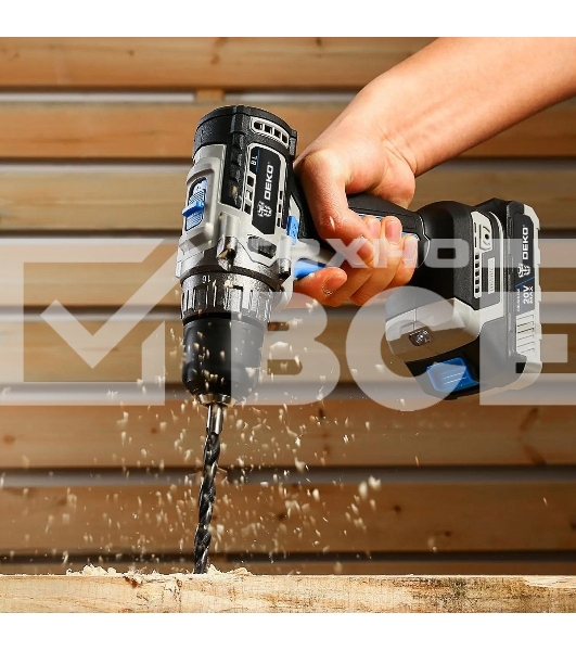 Дрель-шуруповерт Deko Sharker, 20 В, 3 Ач, 55 Нм, бесщеточный