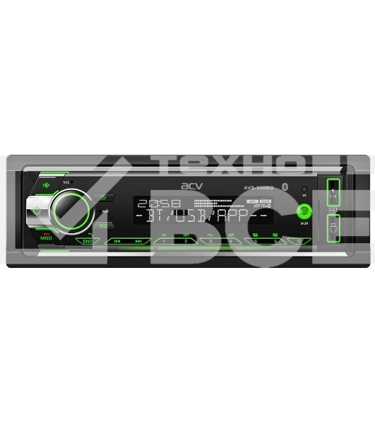 Автомагнитола ACV AVS-930BG, 1 DIN, Bluetooth, USB Type-A, AUX, пульт ДУ