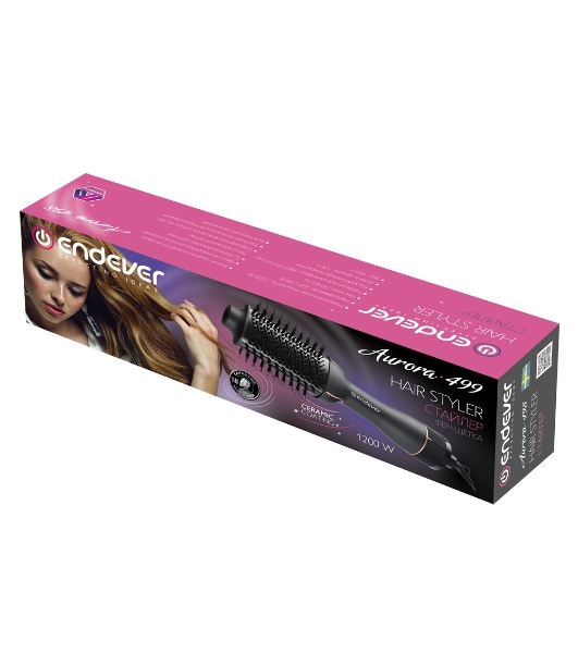 Фен-щетка Endever Aurora-499 черный, 1200 Вт, 110 мм