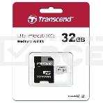 Флеш карта Micro SecureDigital 32Gb Transcend TS32GUSD300S-A{MicroSDHC Class 10 UHS-I, SD adapter}, фото 1