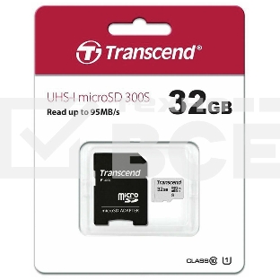 Флеш карта Micro SecureDigital 32Gb Transcend TS32GUSD300S-A{MicroSDHC Class 10 UHS-I, SD adapter}