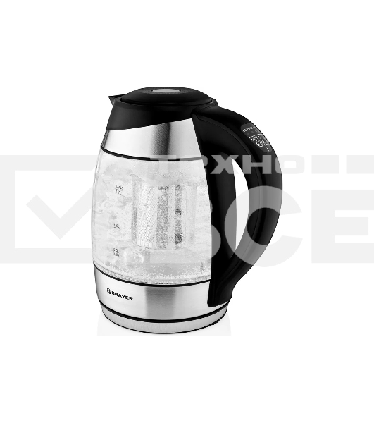 Чайник электрический BRAYER BR1021 2200Вт.1,7 л, стекло, эл.уп, 60-100 °С, Под. t, подсветка, черн.