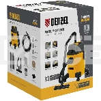 Строительный пылесос Denzel RVC20 желтый, 1400 Вт, уборка сухая/сбор воды/выдув, пылесборник мешок/контейнер, 20 л, фото8