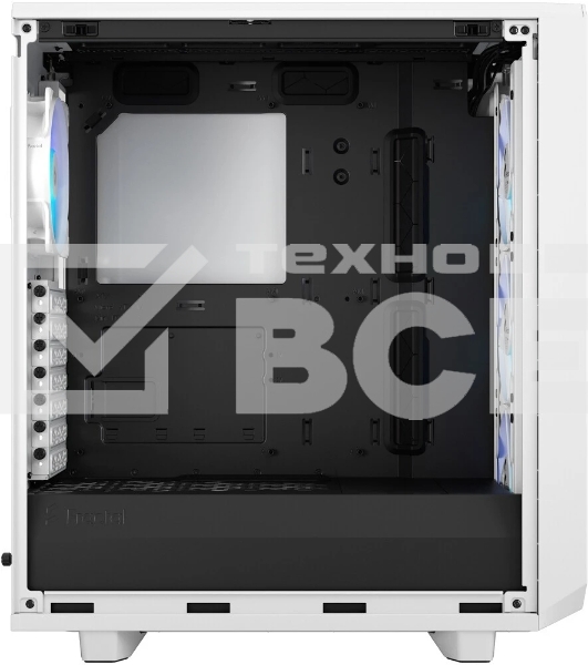 Компьютерный корпус без блока питания Fractal Design Meshify 2 Compact RGb TG Light Tint, Midi-Tower, 4x120мм RGb, 2xUSB-A 3.2 + 1xUSB 3.2 Type-C ATX, mATX, mITX белый