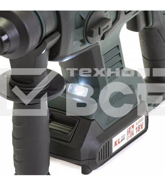 Профессиональный бесщеточный перфоратор аккумуляторный KLPRO KLPM18B-20 (18В, Li-ion-2шт, 2.0А·ч, 1,7Дж, SDS-plus, З/У,сумка)