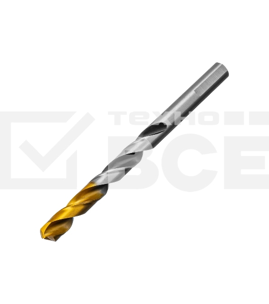 Сверло спиральное по металлу Denzel 8,5 x 117мм, Р6М5, Golden Tip, многогранная заточка