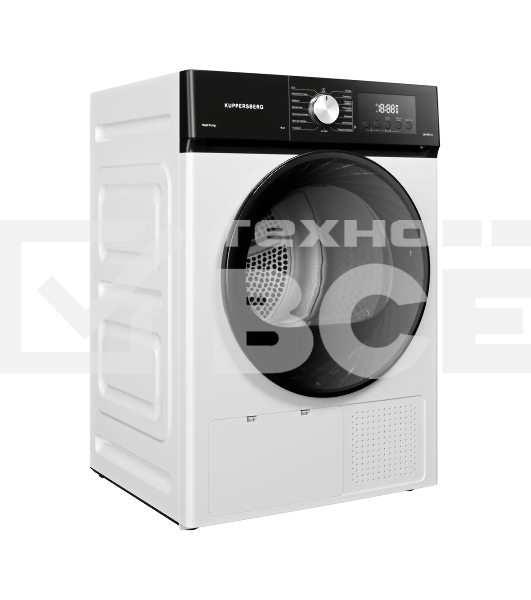 Сушильная машина Kuppersberg DM 592 W, High-Tech, загрузка 9 кг, 15 программ, тепловой насос, электронное кнопочное управление, корзина для сушки, блокировка от детей, энергоэффективность А++, белый