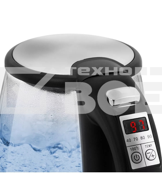 Чайник электрический Kitfort КТ-628 1.7 л, 2200 Вт, серебристый (корпус: стекло)