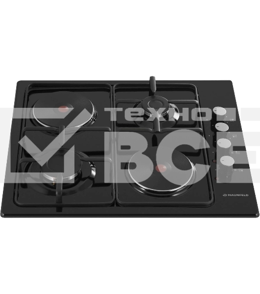 Комбинированная варочная панель Maunfeld EEHE.64.5EB/KG, 4 конфорки, эмалированная сталь, черный