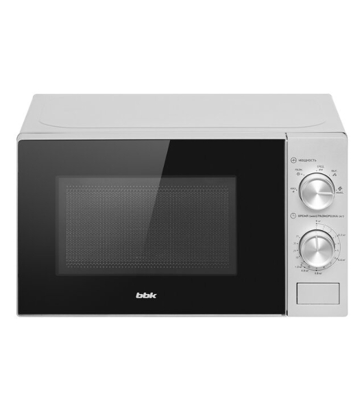 Микроволновая печь BBK 20MWS-764M/S серебристый, 20 л, 700 Вт, переключатели - поворотный механизм