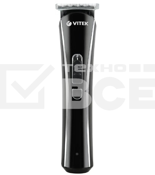 Триммер Vitek VT-2548 BK сеть/аккумулятор. Встроенная аккумуляторная батарея NiMh 2x1,2V AAA 800 mAh. Время зарядки от сети 8ч. Время автономной работы 45мин. Влажная очистка. Детальный триммер. Индикатор зарядки. Число установок длины 8. Максимальная дли