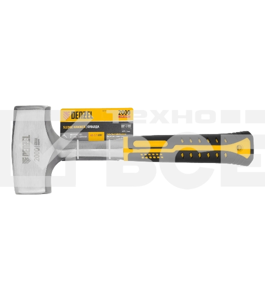 Кувалда Denzel 2 кг, цельнометаллическая, двухкомпонентная рукоятка