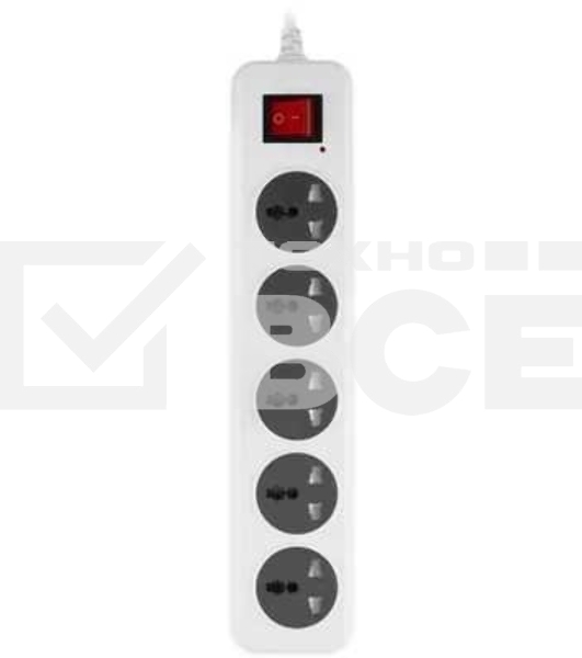 Сетевой фильтр Buro 500UNH-5-WG 5 м, 5 розеток, белый/серый, коробка