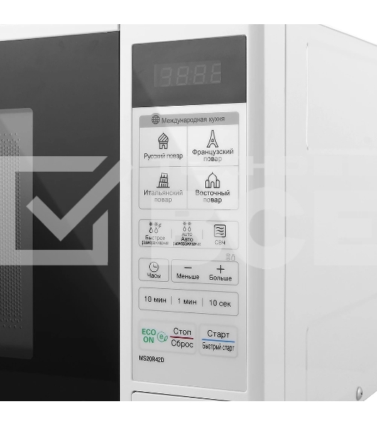 Микроволновая печь LG MS20R42D белый, 20 л, 700 Вт, переключатели - сенсор