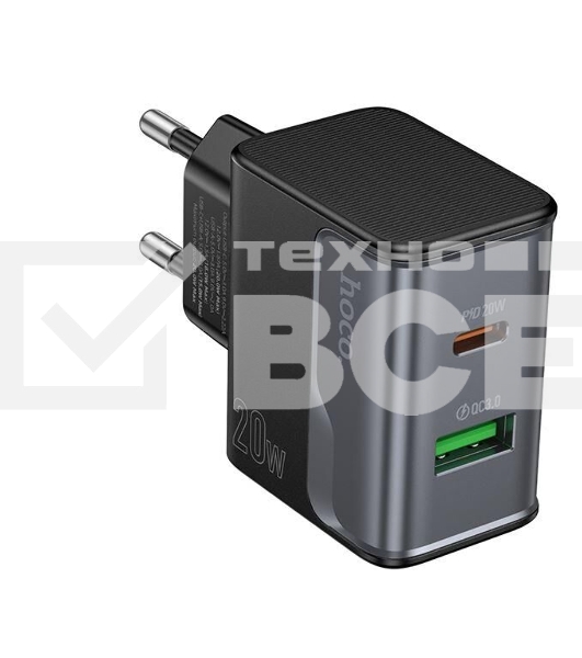 Сетевое зарядное устройство HOCO CS71A 1USB+1Type-C 3.0A PD20W+QC3.0 Midnight черный
