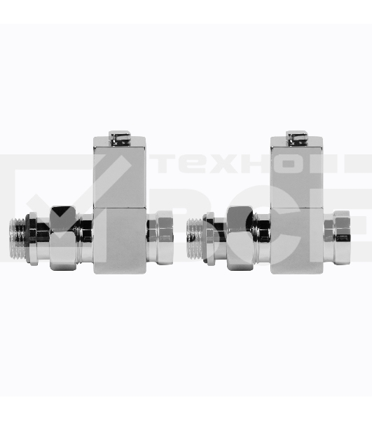 Набор дизайн-вентилей, CUBE, прямой (хром) 1/2