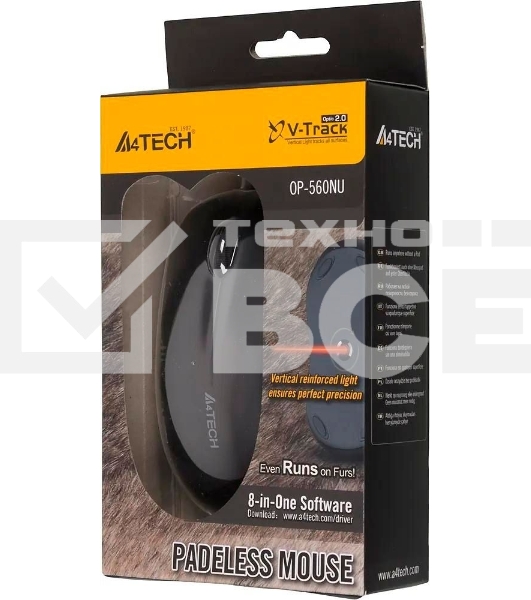 Мышь проводная A4Tech OP-560NU черный, 1200 dpi, USB, кнопки - 3