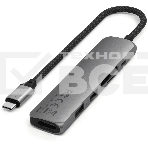 USB-концентратор Satechi 6-in-1 USB-C Slim Multiport Adapter (Type-C, HDMI, 2x Type-A, SD, microSD), до 75 Вт, Серый Док-станция ST-P6SM, фото3