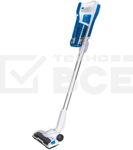 Пылесос вертикальный SUPRA VCS-5097 белый/синий, питание от аккумулятора, 140 Вт, уборка сухая, пылесборник 0.8 л