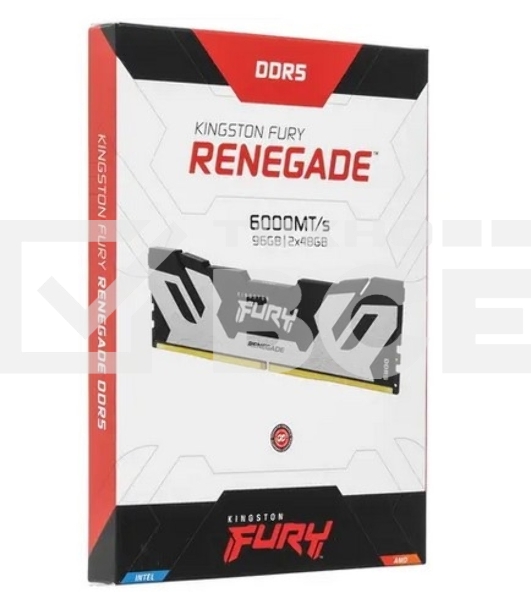 Оперативная память Kingston Fury Renegade Silver, DDR5, 96GB (2x48GB), 6000MHz, CL32, с радиаторами, серебристый/черный