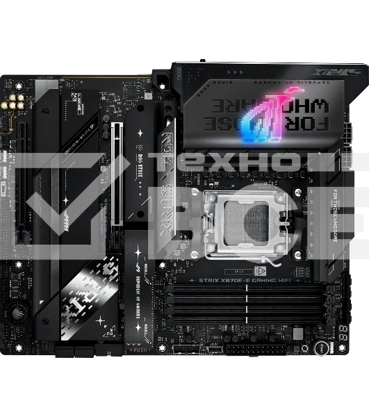 Материнская плата ASUS ROG STRIX X870E-E GAMING WIFI, AM5, AMD X870E, 4xDDR5, 4xSATA, 5xM.2, 1xPCI-E 5.0 x16, 1xPCI-E 4.0 x4, 1xHDMI, 1xUSB-C 3.2 Gen 2, 1xUSB-C 3.2 Gen 2x2, 2xUSB-C 4.0, 1x 5Gb LAN, 9xUSB-A 3.2 Gen 2, 2x3.5 мм, TOSLINK, 1xWi-Fi 7, ATX