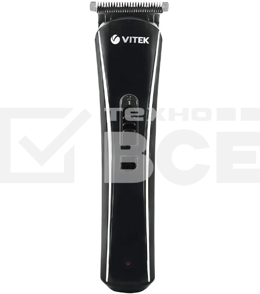 Триммер Vitek VT-2548 BK сеть/аккумулятор. Встроенная аккумуляторная батарея NiMh 2x1,2V AAA 800 mAh. Время зарядки от сети 8ч. Время автономной работы 45мин. Влажная очистка. Детальный триммер. Индикатор зарядки. Число установок длины 8. Максимальная дли