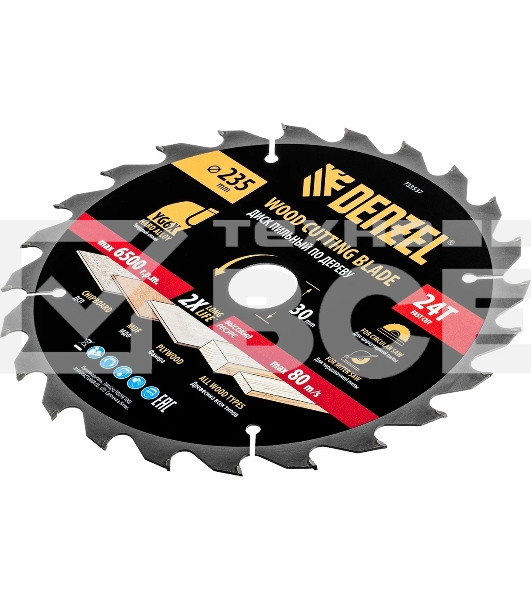 Пильный диск по дереву Denzel ф235 х 30 мм, 24 зубьев 733537