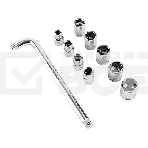 Набор торцевых ключей 10 шт Deli DL2010T Материал: 50BV30. Набор инструментов из 10 шт.:Головка серии 12,5 мм, 9 шт. (10, 12, 13, 14, 17, 19, 21, 22, 24 мм). Металлический кейс., фото3