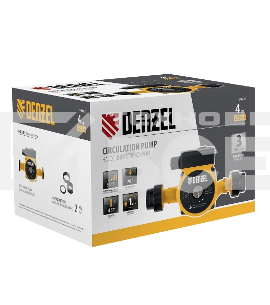 Циркуляционный насос Denzel CP25-4, напор 4 м, 50 л/мин, 1 м кабель, монт. длина 180 мм